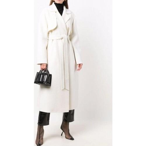 Imitation Cashmere Overcoat Women New Arrival White Cardigan Adjustable Fake Two Pieces X-long Outerwear Winter Woolen Coat