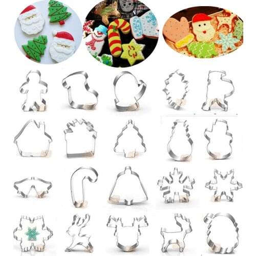 1pcs patisserie reposteria Christma deer tree leaves Metal Cookie Cutters xmas balls Fondant Cake Decor Cupcake Biscuit Mould