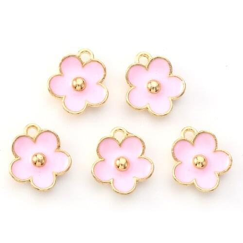 10pcs Alloy Enamel Charms Mini Plum Blossom Flower Charms For DIY Fashion Jewelry Earrings Making Accessories