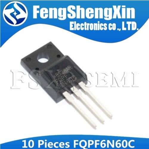 10pcs/lot FQPF6N60C TO-220F 6N60C 6N60 N-Channel MOSFET