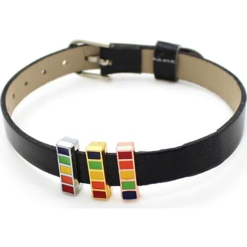 10pcs/lot Internal Dia 8mm Mixed Colorful Slide Charm DIY Accessories fit 8mm wide belt pet collar