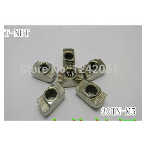 100PCS M5 T nut Hammer Head Fasten Nut Connector Nickel Plated for 30series Slot Groove 8