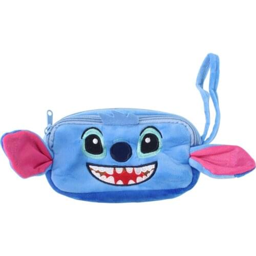 15*22cm Cartoon Lilo and Stitch Plush Toy Blue Storage Pen Bag Pencil Case Birthday Gift for Children