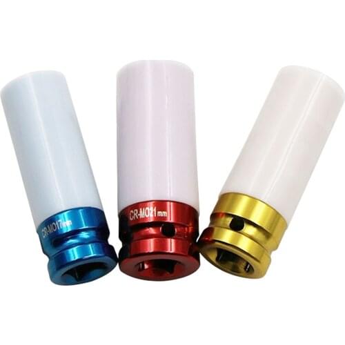 17mm/19mm/ 21mm Colorful Sleeve Tire Protection Sleeve Wall Deep Impact Nut Socket High-carbon Steel Wheel