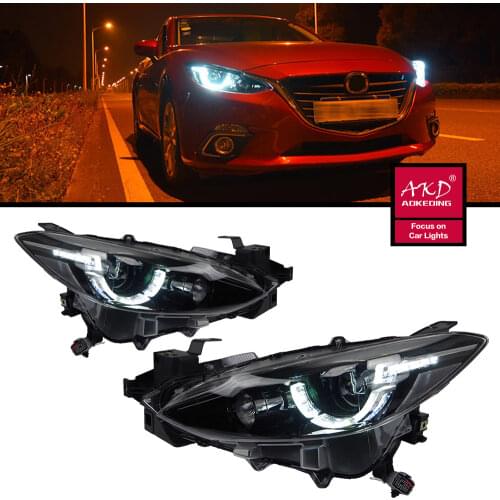 AKD tuning cars Headlight For Mazda 3 Axela 2014-2016 Headlights LED DRL Running lights Bi-Xenon Beam Fog lights angel eyes Auto