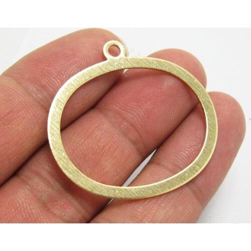 Brass oval pendant Textured 37.7x35x0.9mm Raw brass earrings charm Geometric findings -2pcs R1316