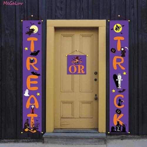 3PCS/Set Halloween Door Decorations Treat Or Trick Couplets Banner Festival Party Supplies Outdoor Wall Door Hanging Sign