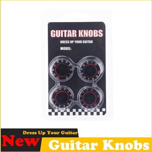 4 Pcs Guitar Bass Speed Control Volume Tone Knobs for LP SG ST TL Electric Guitar Bass /6mm Dia (Red)