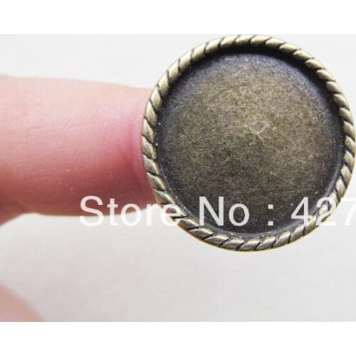 5pcs antique bronze screw thread round base ring pendant/hanging charm/finding RB0002