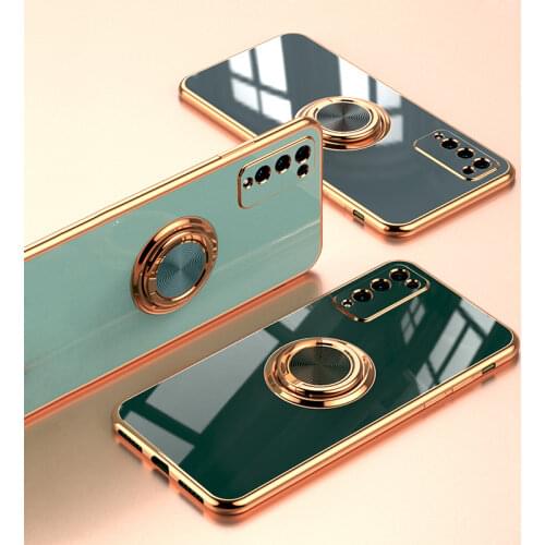 Luxury Plating Silicon Case For Honor 10X Lite Phone Soft Full Protective Cover For Huawei Honor 10X Lite With Ring Holder Stand