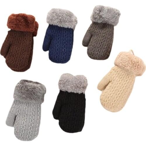 Baby Mittens Winter Candy Colors Hanging Neck Mittens Toddlers Kids Girls Boys Soft Knit Thick Full Finger Gloves Accessories