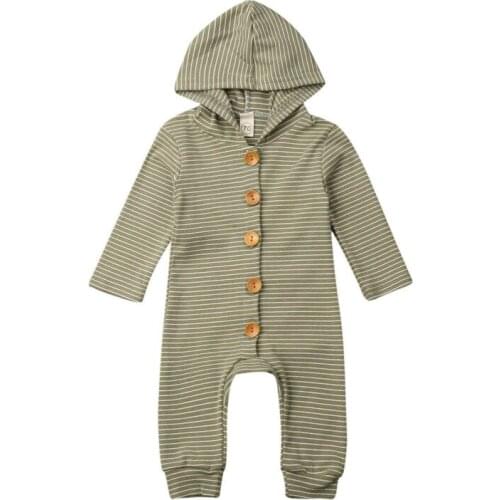 Baby Romper 2019 Newborn Baby Girl Striped Hooded Long Sleeve Romper Jumpsuit Playsuit Outfits Clothes 0-24M