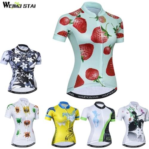 Strawberry T-Shirt Weimostar Women Pro Team Cycling Jersey Riding roupa ciclismo MTB Bike Bicycle Shirts Girls Wear