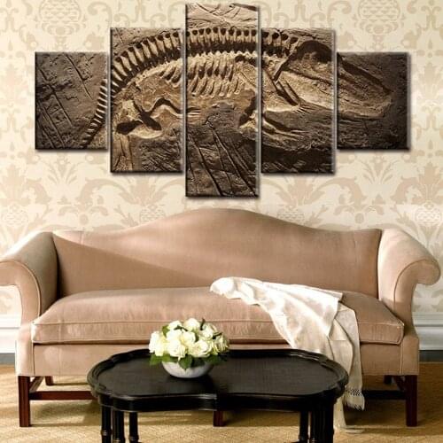 Modern Wall Art Painting On Canvas Decoration Posters 5 Panel Dinosaur Fossil Modular Picture Home Frame Living Room HD Print