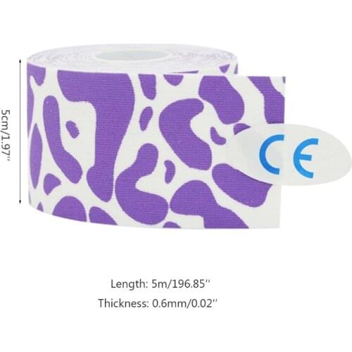 A5KC Pain Relief Kinesiology Tape Elastic Printing Colourful Sports Muscle Tape Cotton Physical Therapy Athletic Soccer Joint