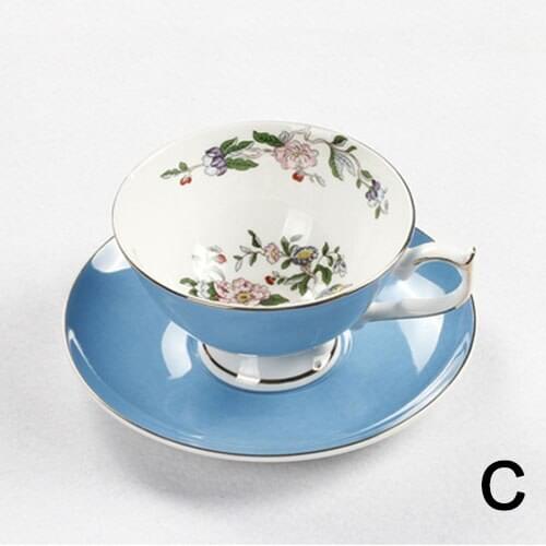 Bone China Coffee Cup Sets Colorful Flower Ceramic Tea Cups And Saucers British Office Teacup Porcelain Nice Gift