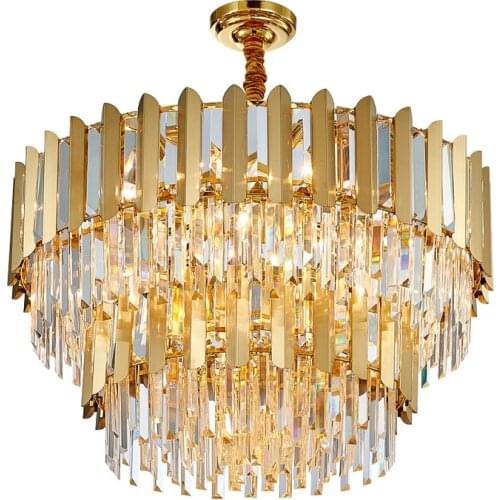 Postmodern Minimalist Designer Style Light Luxurycrystal Lamp For Dining Room Living Room Bedroom Golden Round Luster Chandelier