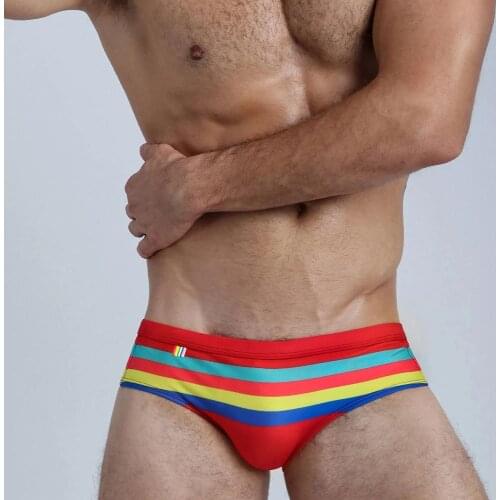 2021 Swimwear Men Mens Striped Sexy Swim Shorts Swimming Hot Spring Vacation Quick-Drying Shorts Summer Print Beach Bikini