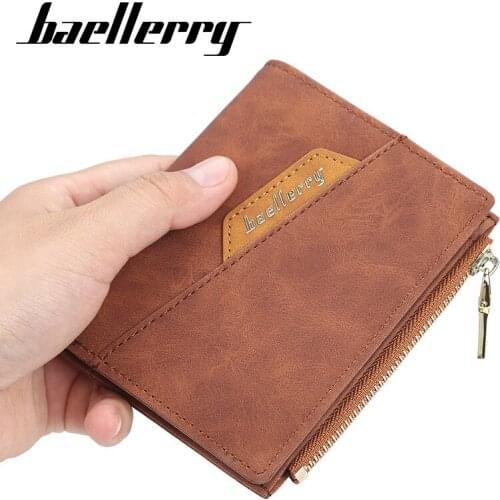 Baellerry Male Vertical Short Korean Version Wallet Multi-card Site Casual Leather Zipper Purse for Men Fashion Coin Pocket Bag