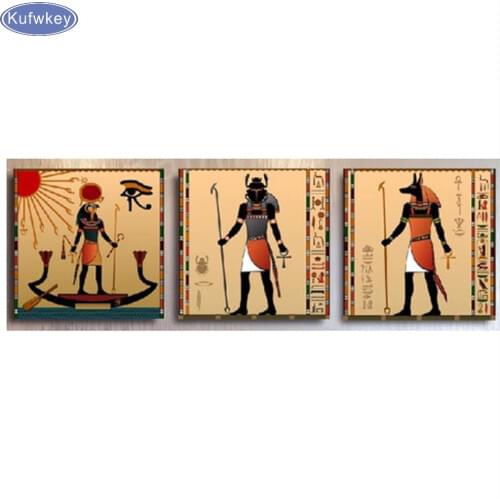 5D DIY New Diamond Embroidery Egypt Diamond Painting 3pcs Cross Stitch Picture Of Rhinestones Full Square Diamond Mosaic Kits