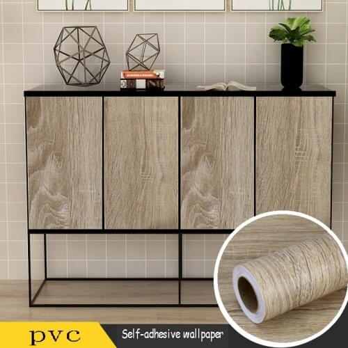 PVC Wood Grain Stickers Wardrobe Cabinet Table Furniture Renovation Stickers Wallpaper Self Adhesive Waterproof Stickers
