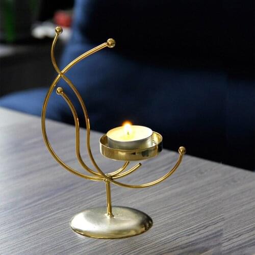 Nordic Style Holiday Desktop Home Decoration Simple Modern European Golden Metal Candle Holder Candle Holder