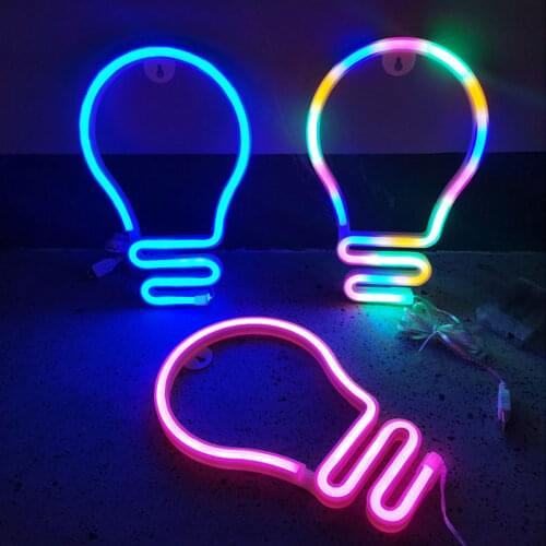 2021 New Bulb Neon Light Sign Home Party Decoration Yellow Lampada Hanging Neon Lamp Christmas Birthday Decor Night Lamp Gift