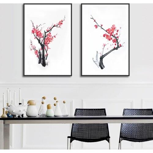 New Chinese Flower Canvas Painting Posters and Print Tranditional Decor Wall Art Pictures for Living Room Bedroom Aisle