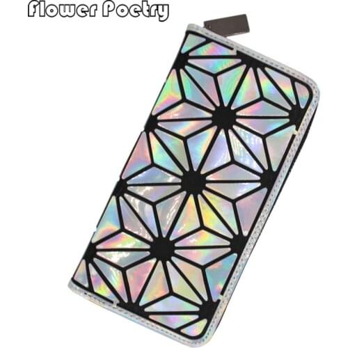 Laser Purse Coin Purses New Women Geometric Card Holder Wallets Holographic Female Leather Clutch Men Money Bag Phone Bags 2021