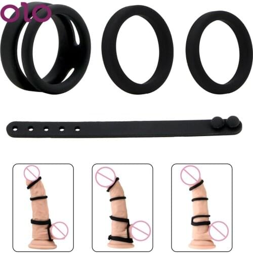 OLO Male Masturbation Silicone Cock Rings Sex Toys for Man Penis Rings Penis Enlargement Chastity Cage Delay Ejaculation