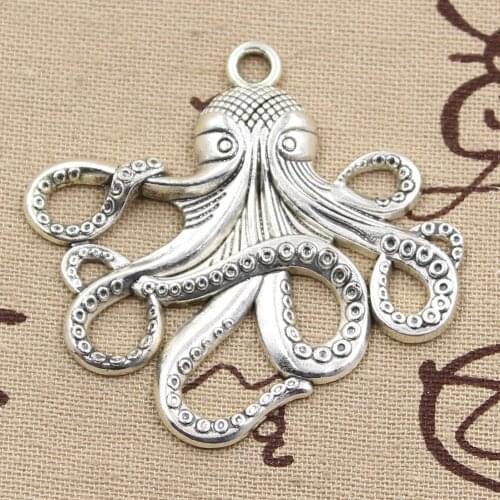 4pcs Charms Octopus 59x57mm Antique Making Pendant fit,Vintage Tibetan Bronze Silver color,DIY Bracelet Necklace