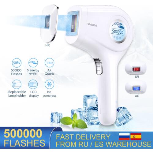 Qmele 3in1 IPL Laser Hair Removal device Laser Epilator Permanent for Bikini Whole Body 500000 Flashes Photoepilator epilator