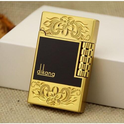 Retro Classic Fashion Carved Butane Gas Lighter Grinding Wheel Retro Flame Lighter