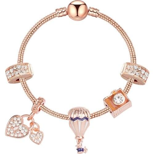 Romantic Rose Gold Heart Bracelets for Women DIY Fashion Lovely Bracelets & Bangles Diy Jewellery
