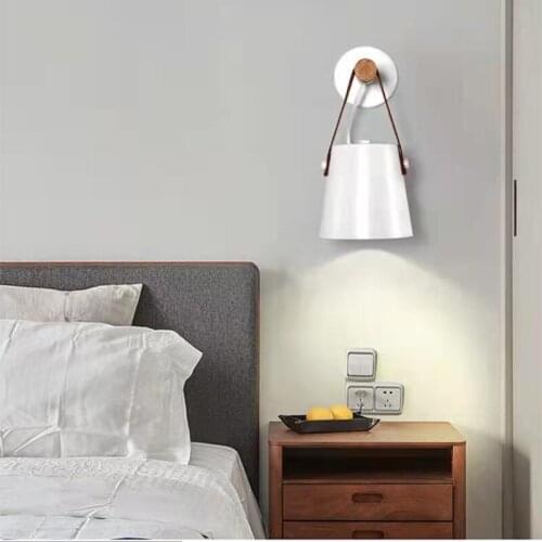 Nordic style solid wood LED wall lamp modern minimalist art bedside lamp wooden interior staircase rotating aisle lamp