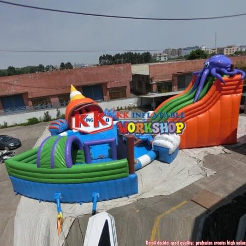Under Sea World Octopus Slide Pool Movable Inflatable Water Park