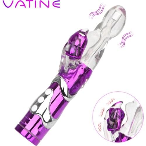 VATINE Rotation Rabbit G Spot Vibrator Vagina Clitoris Double Vibrator Masturbator Sex Toys for Women 8 Speeds Dual Vibration