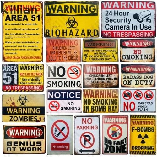 Vintage Metal Plaque Yellow Warning Sign Metal Painting Metal Poster Metal Plate Club Kitchen Farmhouse Wall Metal Decoration