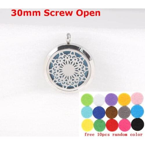 Top Quality Screw Aromatherapy Diffuser Locket Stainless Steel Essential Oil Perfume Locket Pendant with Free Chain and Pads