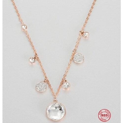 2020 New Fashion Charm Pure 925 Silver Original 1:1 Copy, White Round Long Chain Fashion Necklace Female Luxury Jewelry Gifts