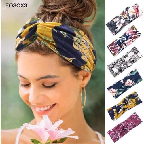 Womens Cross Headband Temperament Printing Knotted Headband Headband Womens Wide-brimmed Face Wash Hair Accessories