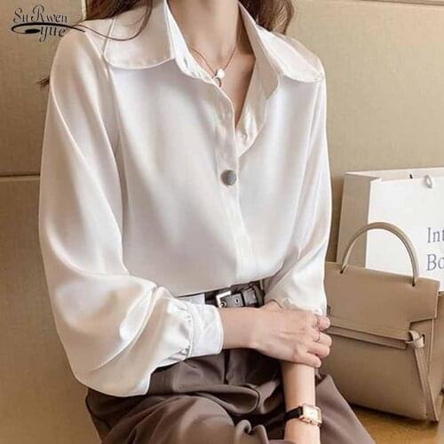 2021 New Fashion Plus Size Office Chiffon Womens Blouse Long Sleeve Ladies Cardigan Autumn Shirt Blusas Mujer De Moda 10483