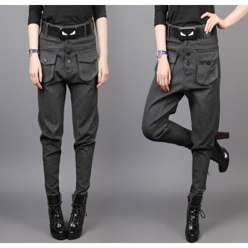 Spring and Autumn Long Trousers Plus Size Female Banana Pants Small Harem Pants Harem Pants Boot Cut Jeans Breeched Casual Pants
