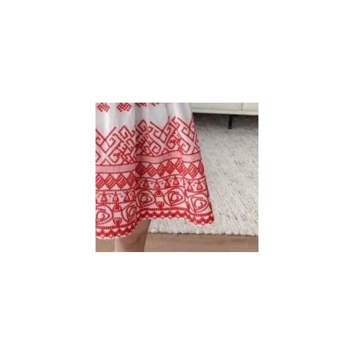 2021 Summer Womens Mini Dress Lace-Up Long Sleeve Red Embroidery Ethnic Style Puff Sleeve Female Loose Short Robes Sweet Style