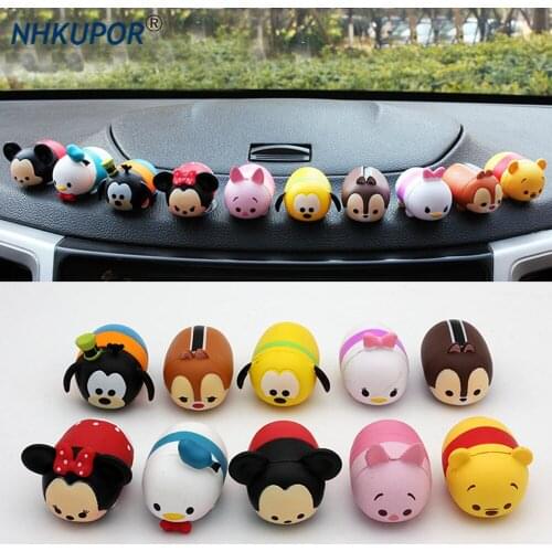 10pcs/Set Car Interior Dashboard Ornament Cartoon Animal Toy Auto Decoration Dog Pig Bear Model Doll Play Accessories Adornment