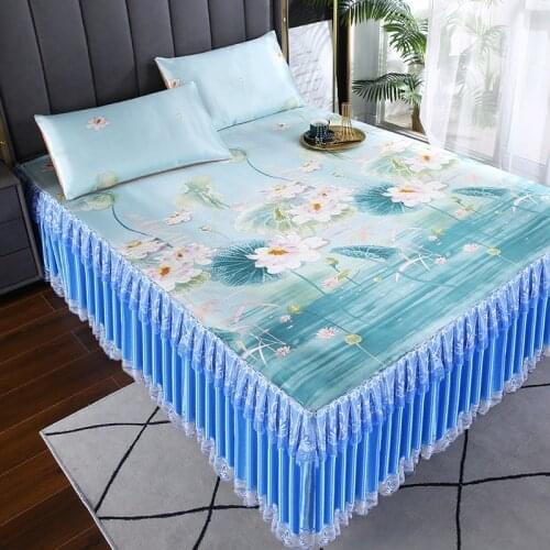 2/3 Pcs Bed Sheets Luxury with Pillowcases Summer Cool Mat Printing Bedspreads Queen King Size Fitted Bed Sheet Home Textiles
