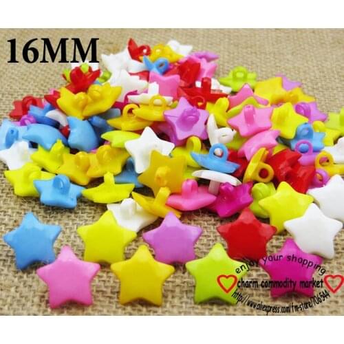 50PCS star button colors Dyed Plastic cartoons buttons coat boots sewing kid clothes accessory P-066