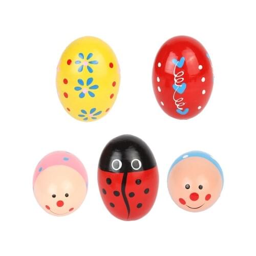 HBB 6pcs Wooden Percussion Musical Eggs Maracas Egg Shakers Baby Toy Noise Maker