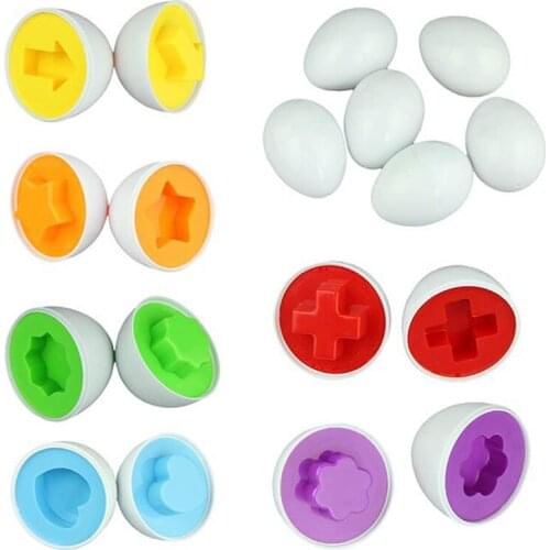 6Pcs Mixed Shape Wise Pretend Puzzle Smart Eggs Baby Learning Education Kitchen Toys Tools