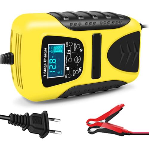 Car Battery Charger Pulse Repair 12V 7A Digital LCD Display Wet Dry Lead Acid Battery-chargers Power Charging